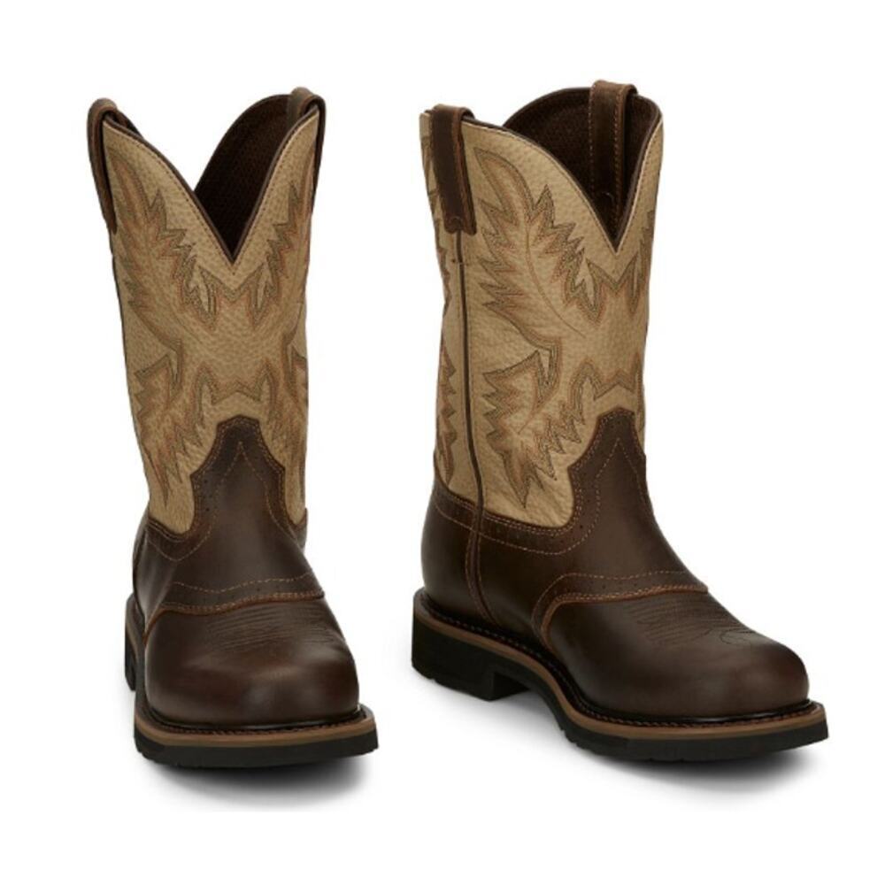 Justin Men's Golden Brown Superintendent 11" Work Boots Size 8.5 EE